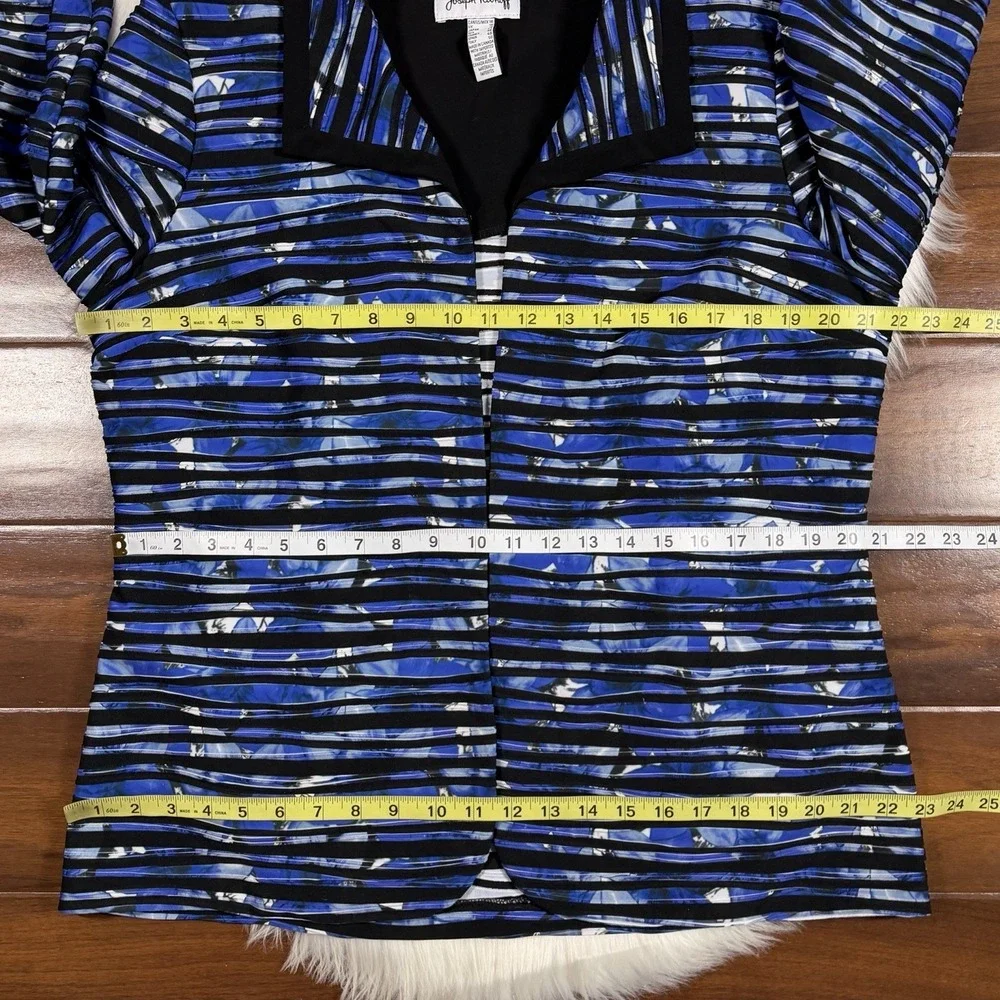 Joseph Ribkoff Women's Size 16 Blue‎ and Black Open Front Cardigan Blazer Jacket